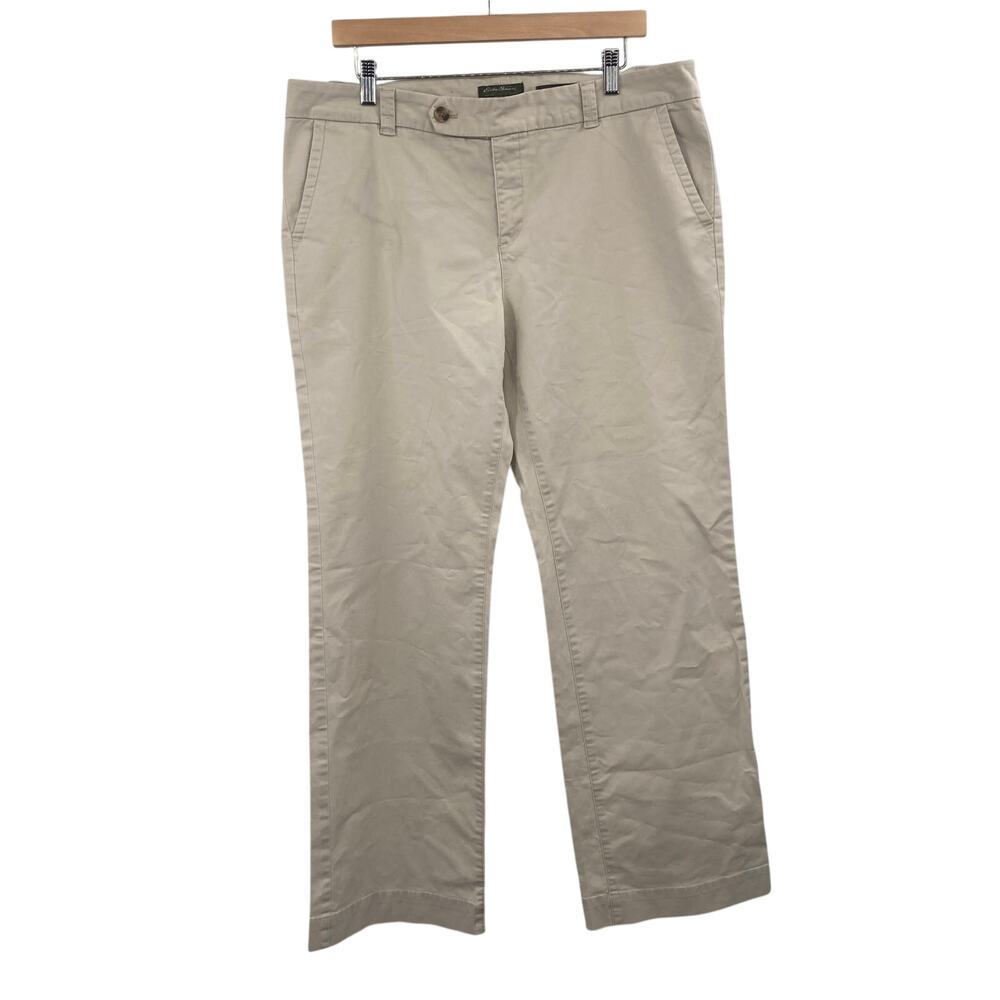 Eddie Bauer Mercer Fit Chino Khaki Pants Beige Cotton Stretch Women’s 14
